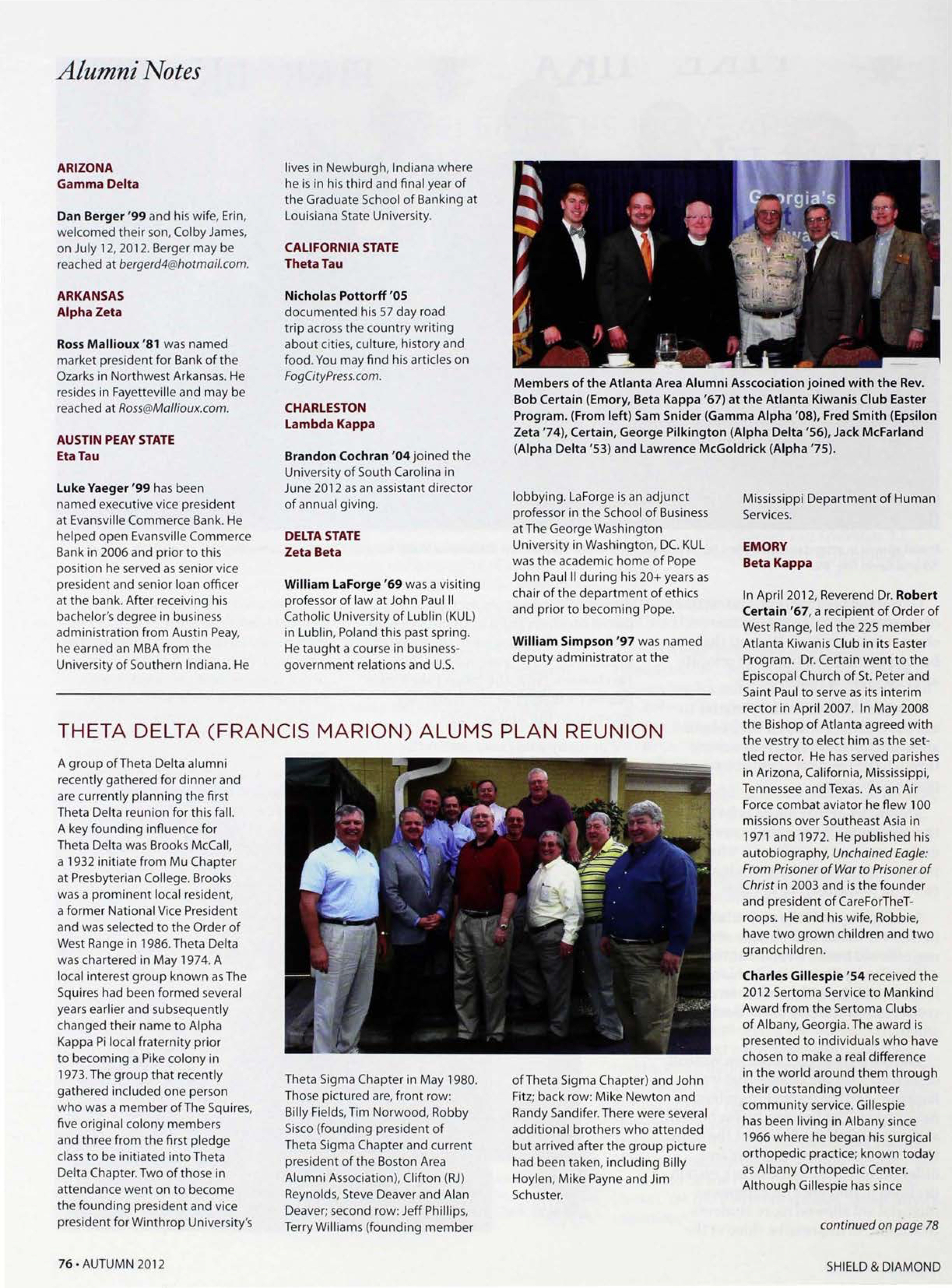 Alumni Notes, Autumn 2012